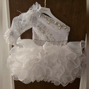 Girls White Pageant Cupcake Dress 4T